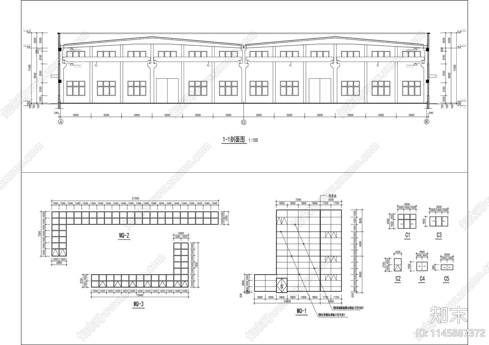 生产车间建筑cad施工图下载【ID:1145887372】