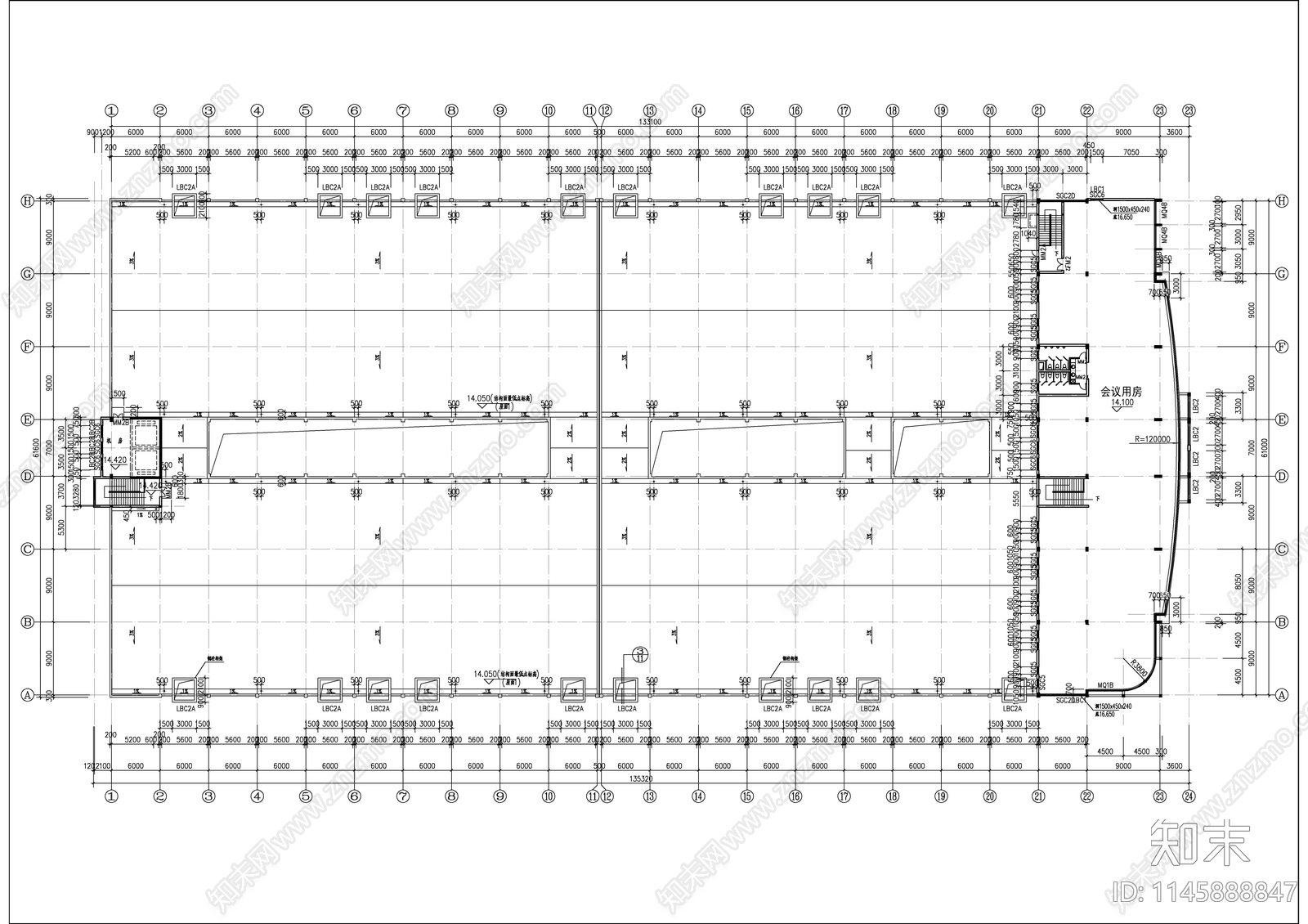 制衣厂车间建筑图cad施工图下载【ID:1145888847】