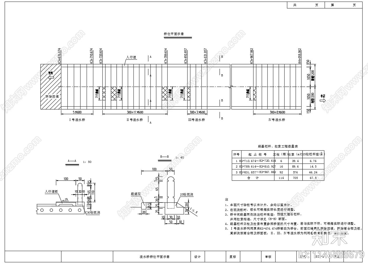 公路漫水桥设计图cad施工图下载【ID:1145888679】