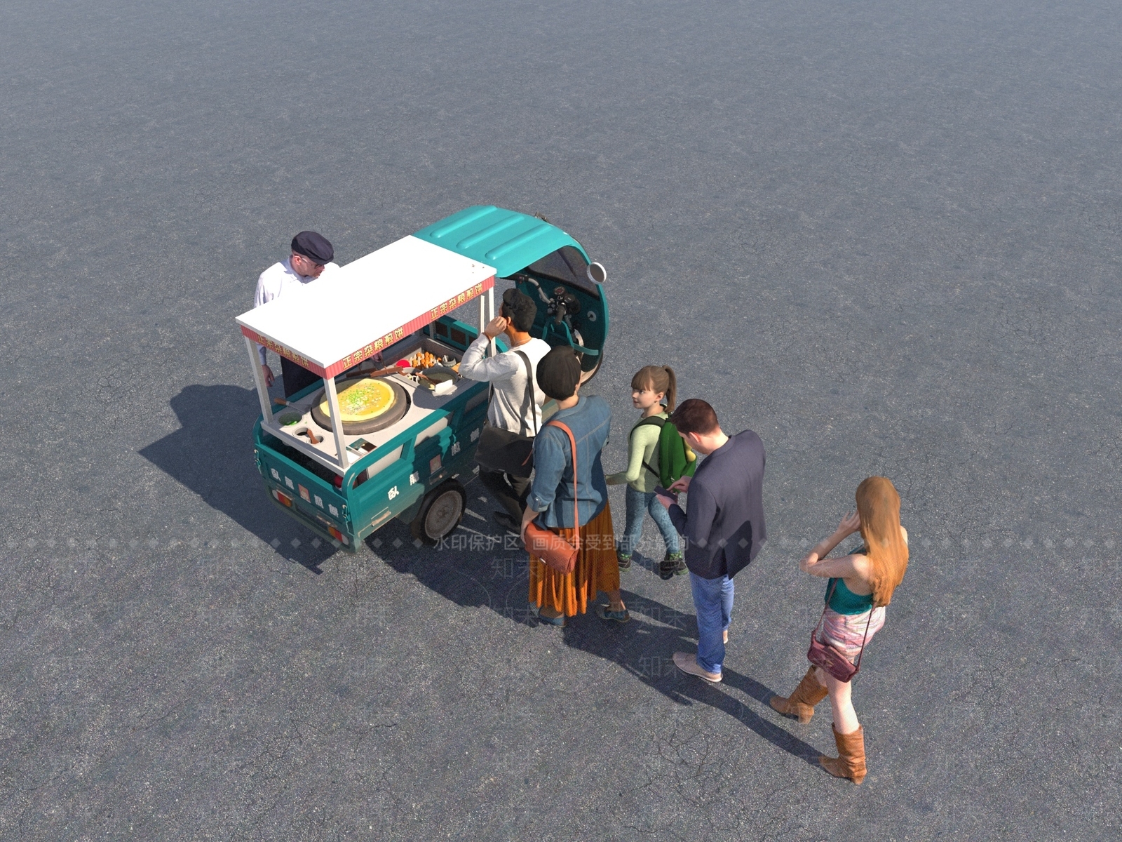 早餐车煎饼三轮车3D模型下载【ID:1145889381】