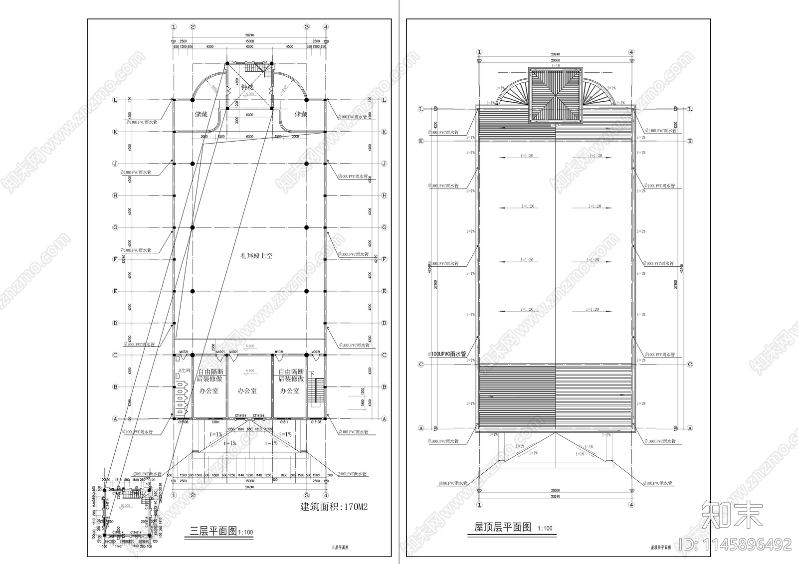 基督教堂建筑图纸施工图下载【ID:1145896492】