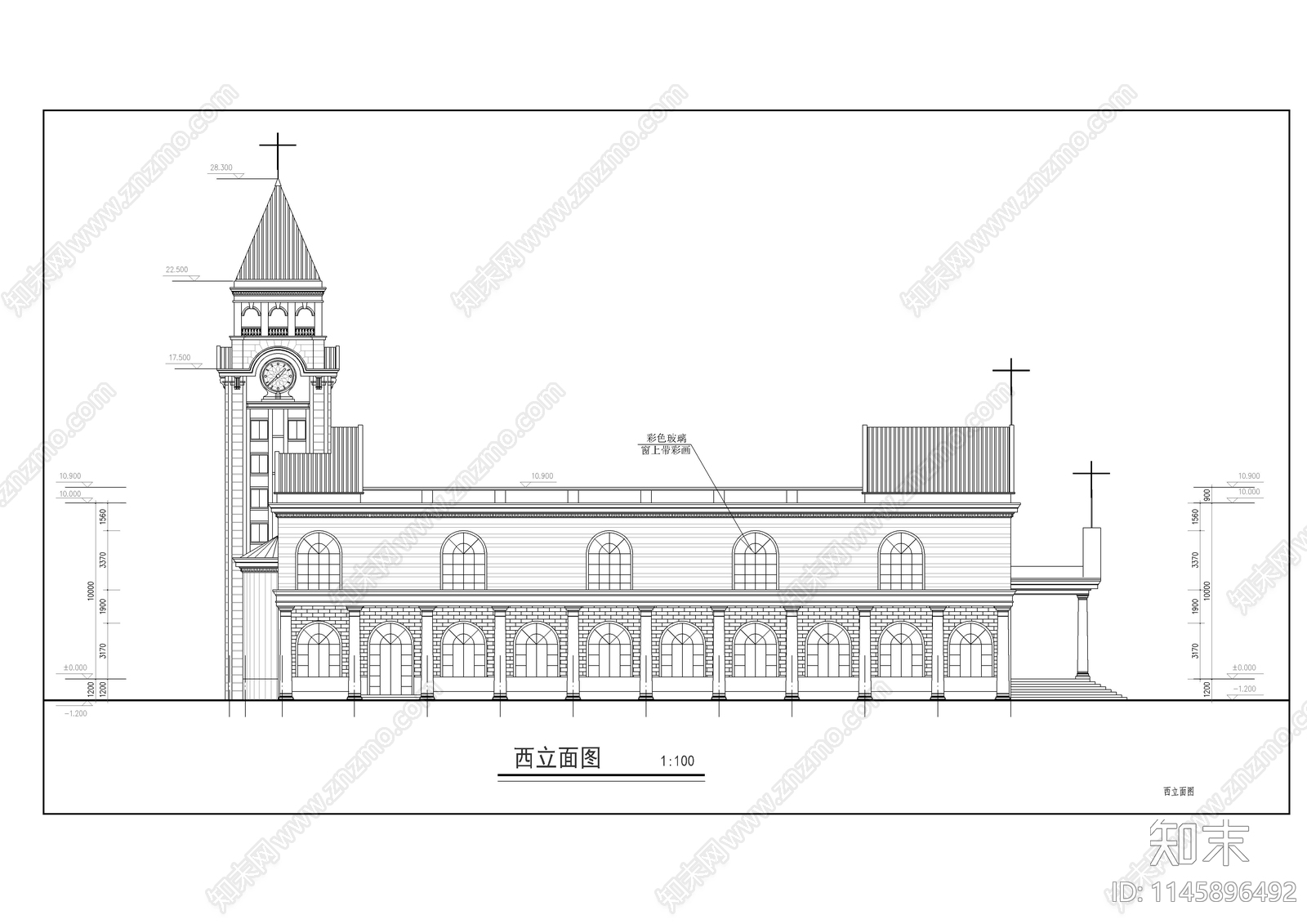 基督教堂建筑图纸施工图下载【ID:1145896492】