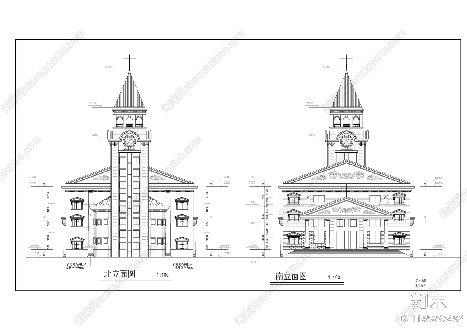 基督教堂建筑图纸施工图下载【ID:1145896492】