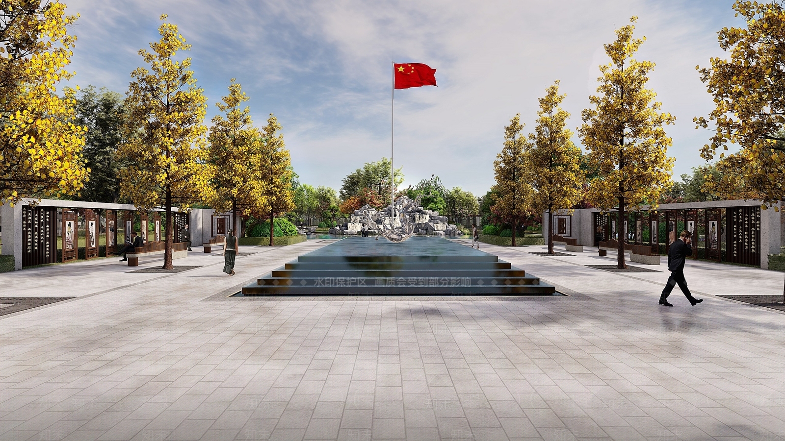 新中式广场景观SU模型下载【ID:1145899431】