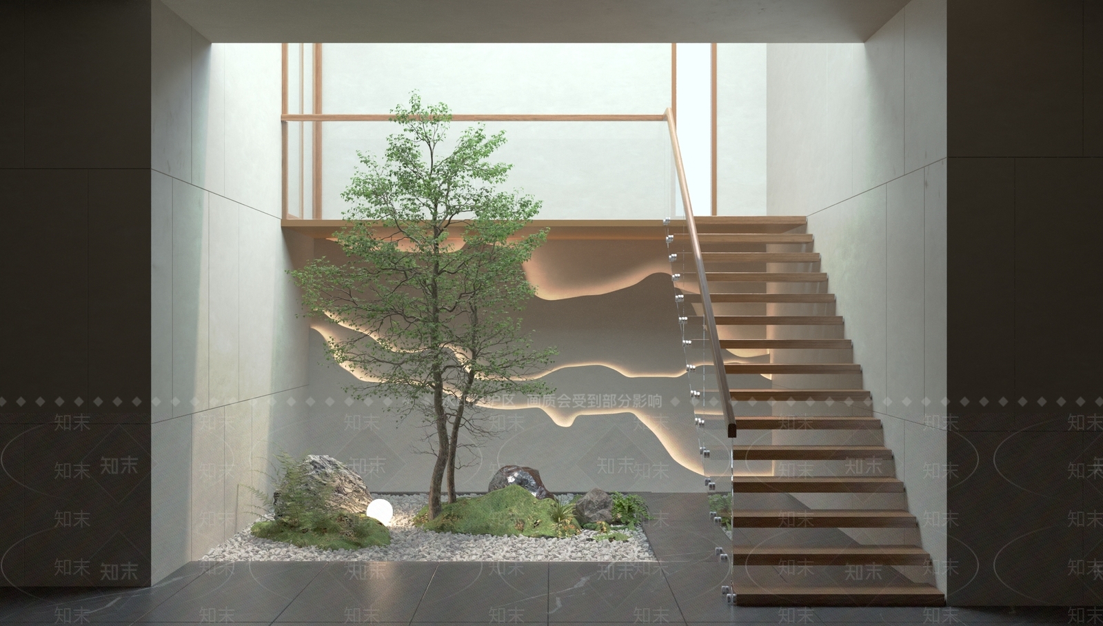 现代楼梯间景观SU模型下载【ID:1145899475】