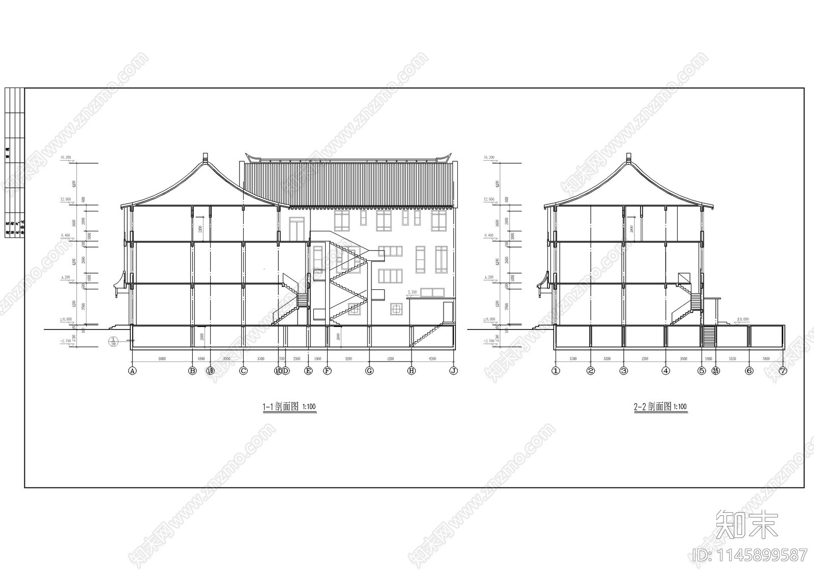 清式仿古公建建筑施工图cad施工图下载【ID:1145899587】