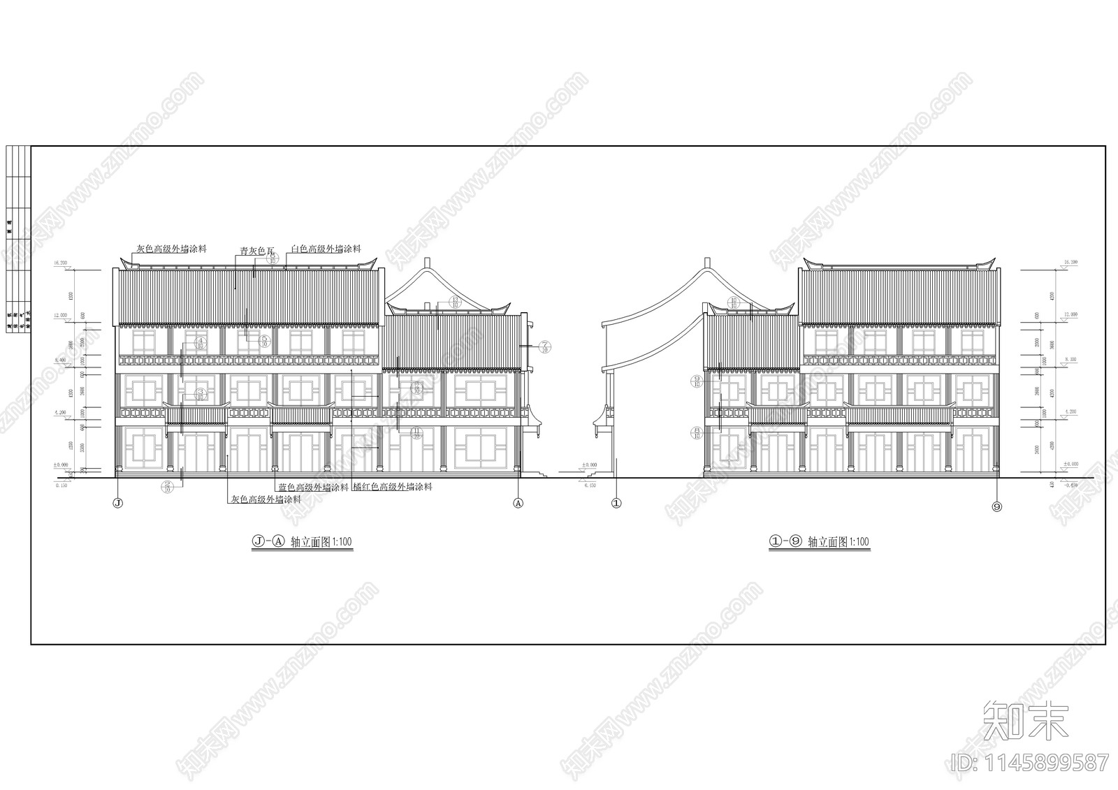 清式仿古公建建筑施工图cad施工图下载【ID:1145899587】