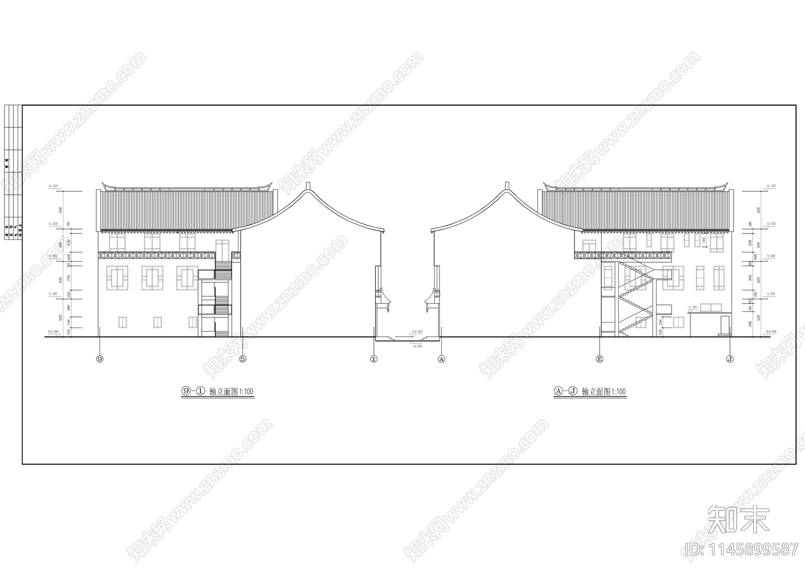 清式仿古公建建筑施工图cad施工图下载【ID:1145899587】