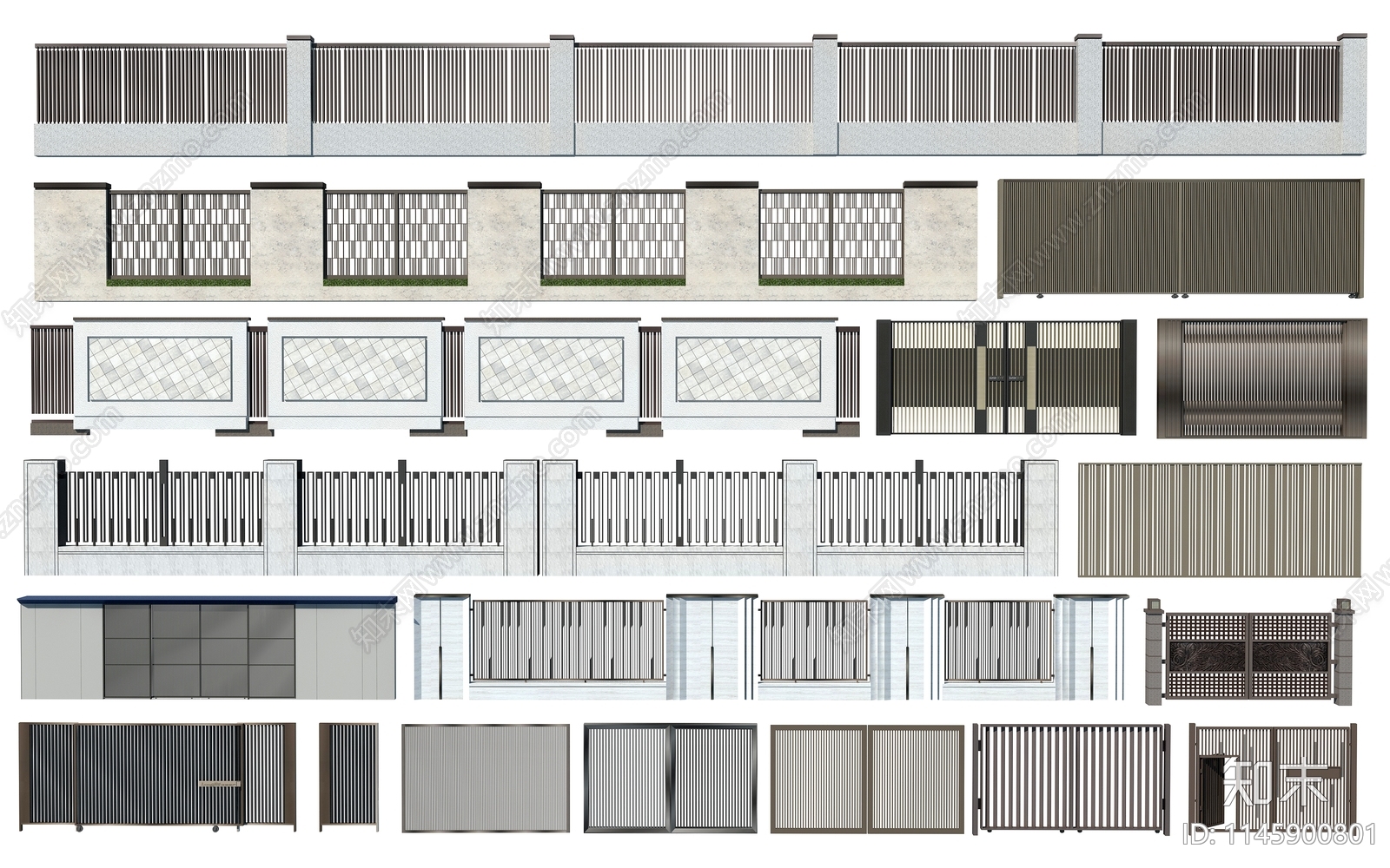 现代围墙3D模型下载【ID:1145900801】
