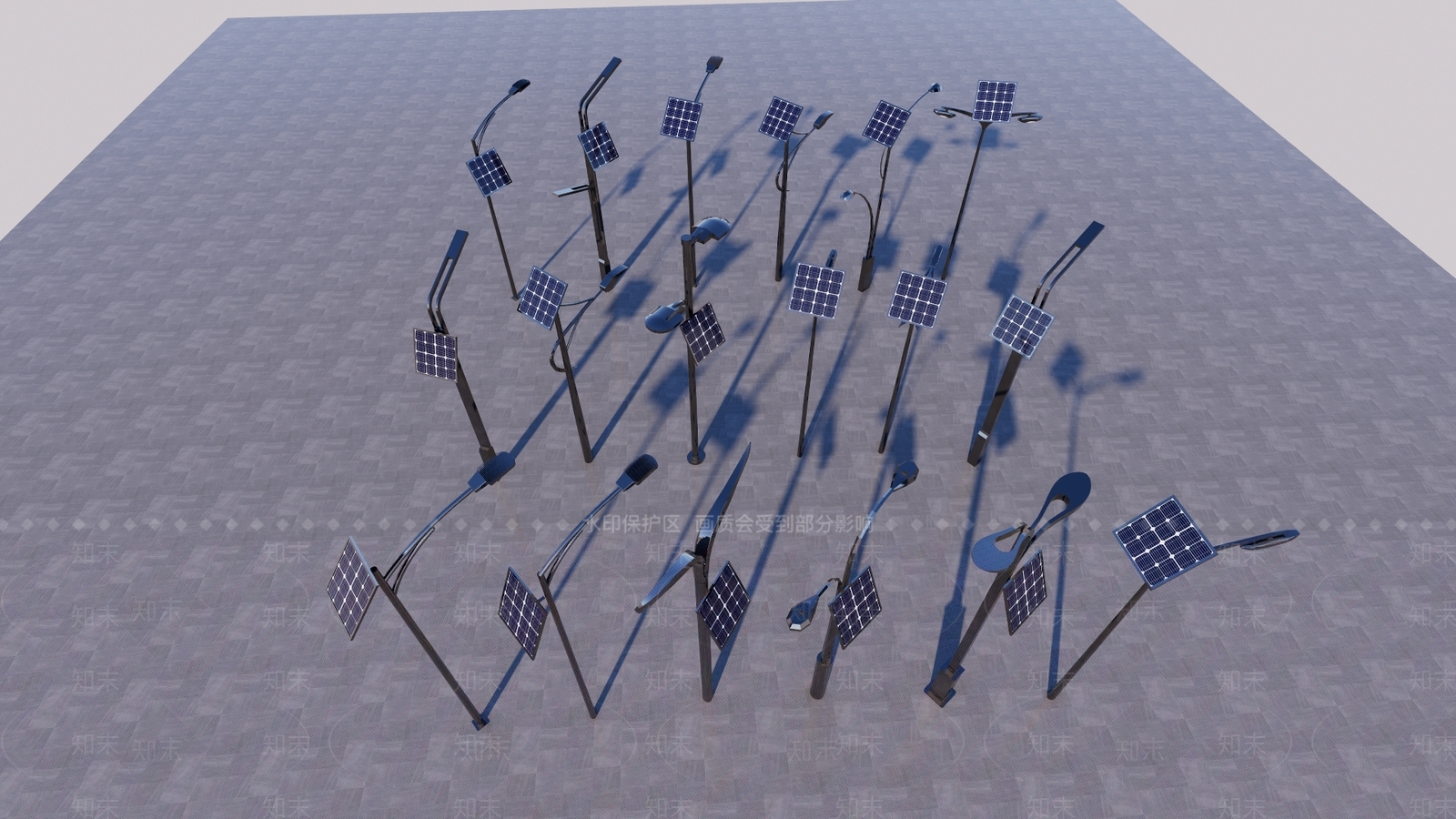 现代太阳能路灯SU模型下载【ID:1145904140】