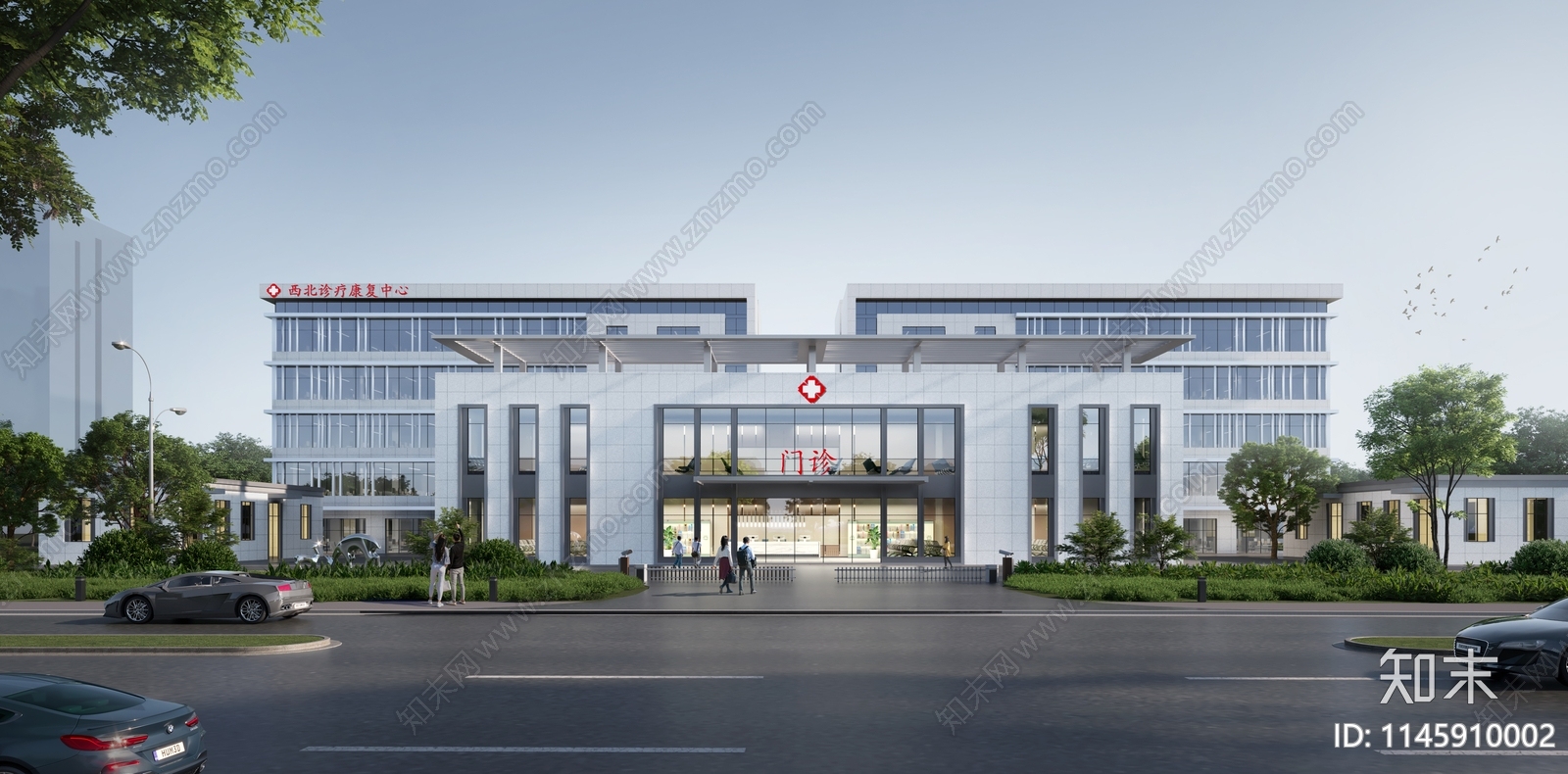 现代医疗建筑SU模型下载【ID:1145910002】