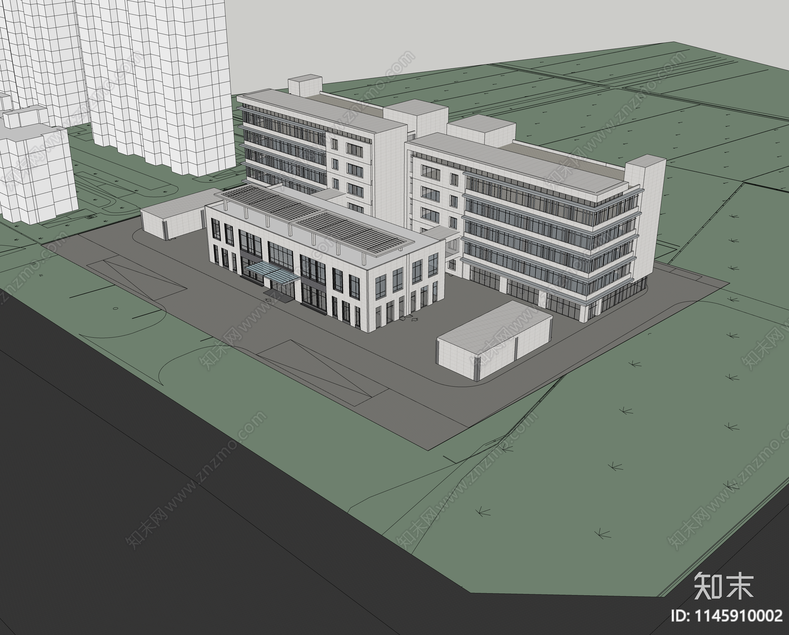 现代医疗建筑SU模型下载【ID:1145910002】
