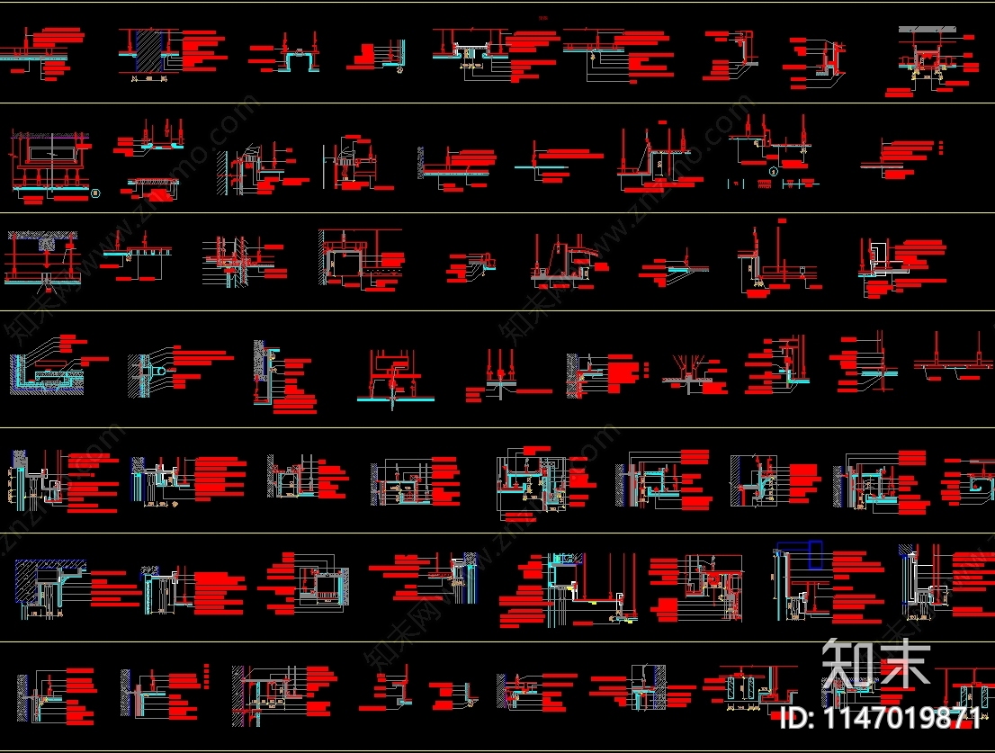 超全天花吊顶节点cad施工图下载【ID:1147019871】