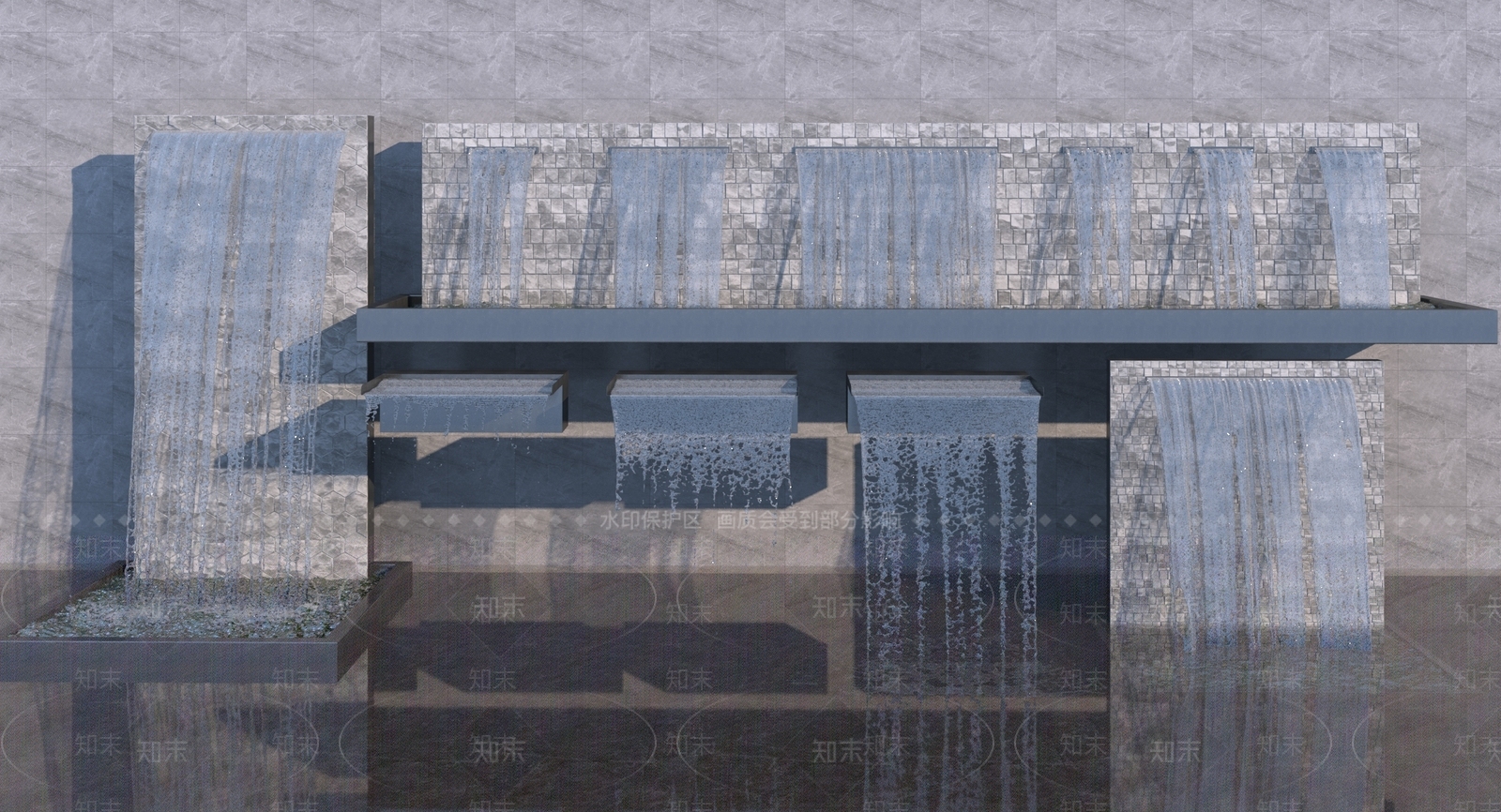 现代庭院水景3D模型下载【ID:1145914994】
