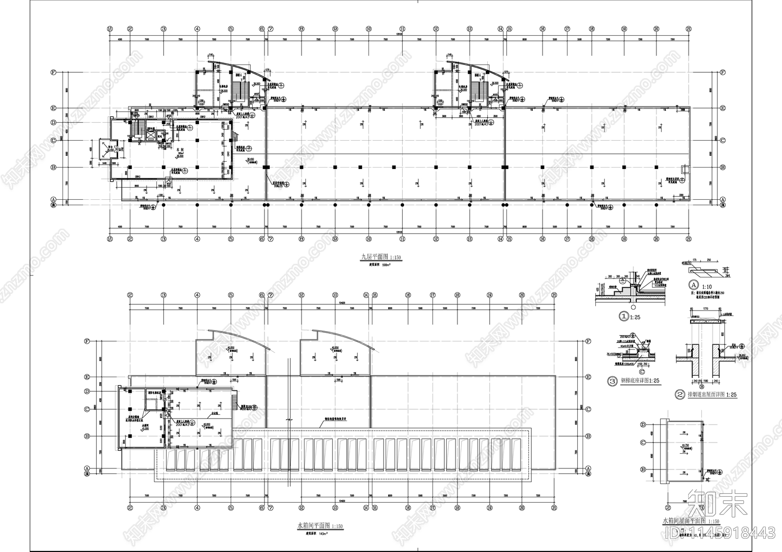 框架结构生产车间厂房建筑cad施工图下载【ID:1145918443】