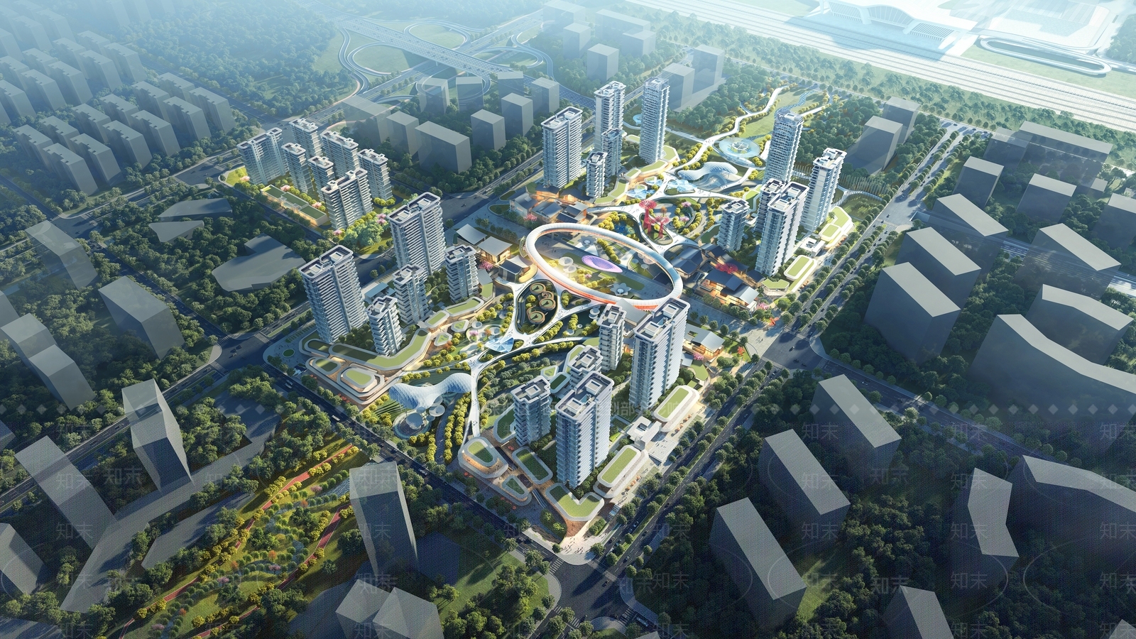 现代高铁新城片区规划SU模型下载【ID:1146001475】