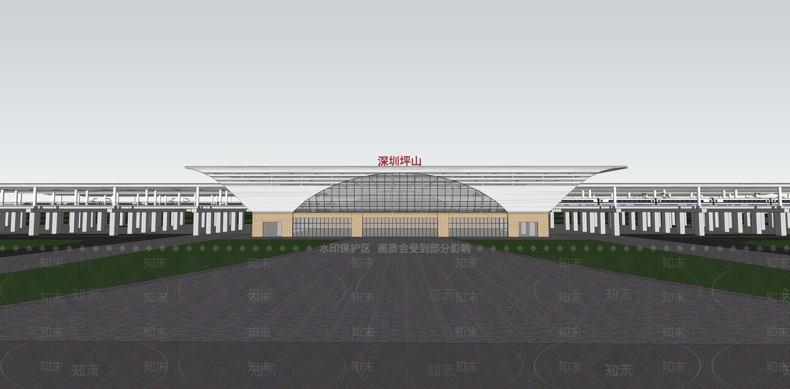 现代火车站SU模型下载【ID:1145923561】