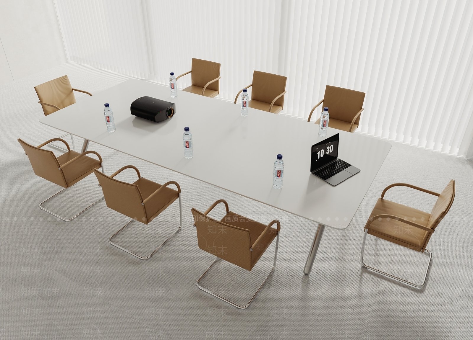 现代会议桌椅组合3D模型下载【ID:1145923926】