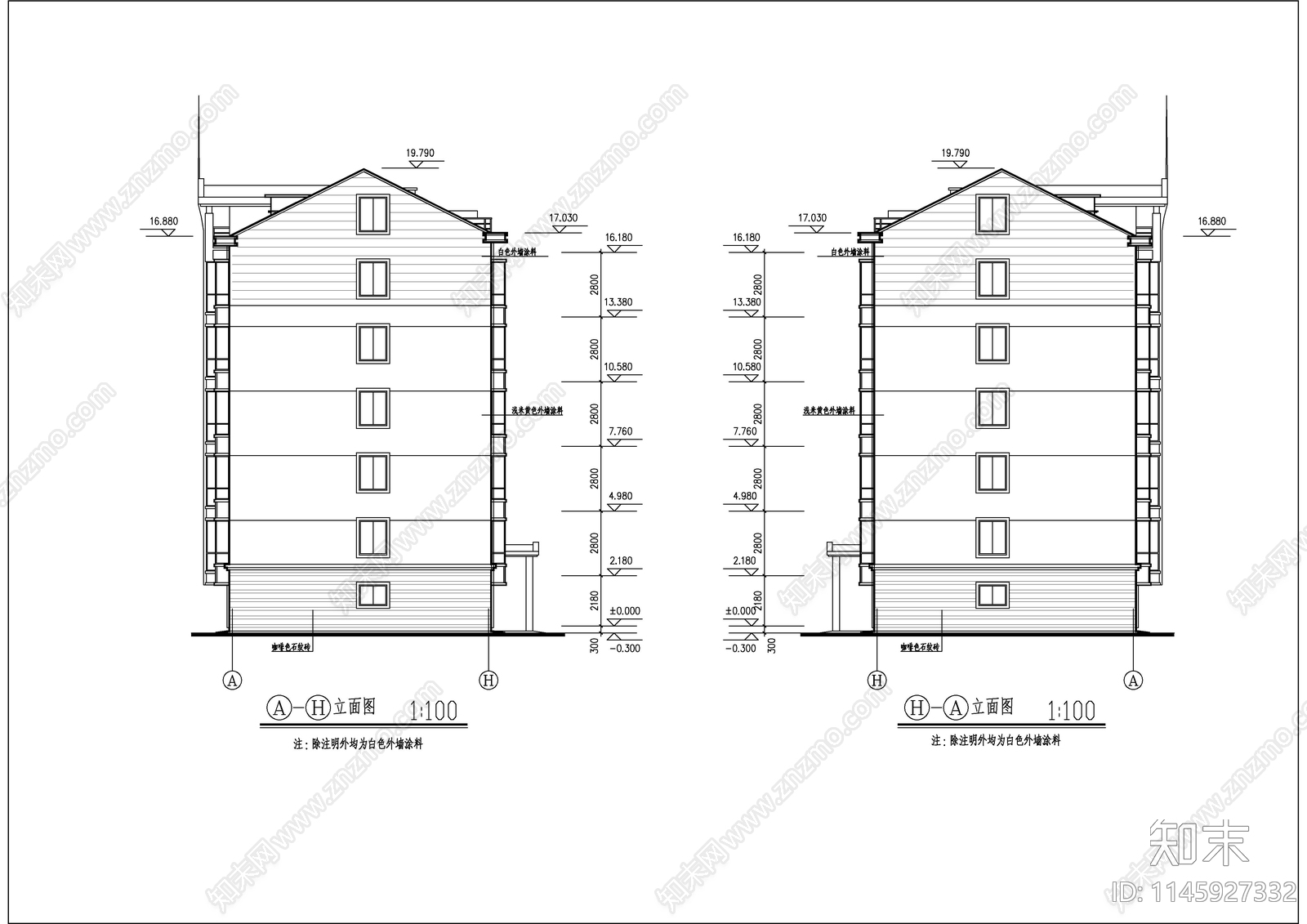 多层住宅建筑cad施工图下载【ID:1145927332】