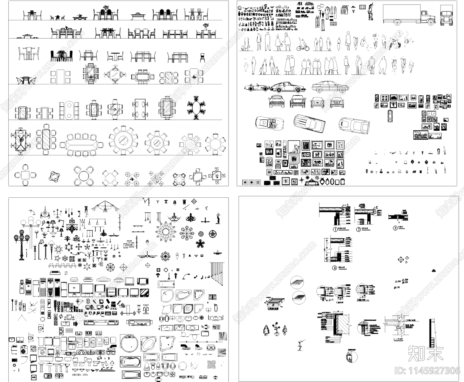 家具工装室内构件综合CAD图库施工图下载【ID:1145927306】