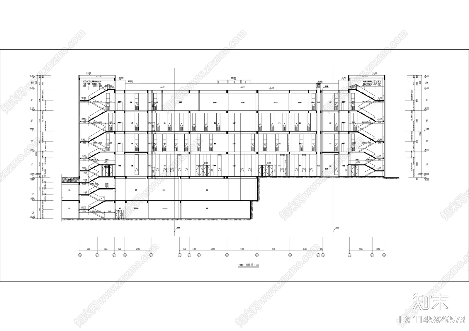 现代多层商业综合体建筑cad施工图下载【ID:1145929573】