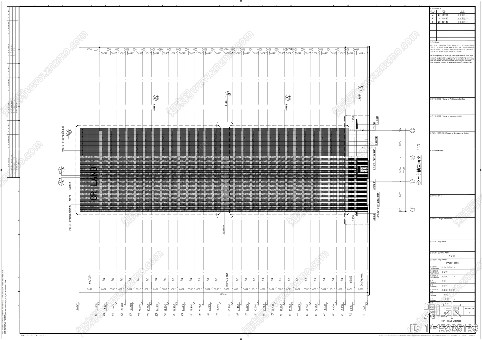 幸福里写字楼建筑cad施工图下载【ID:1145935138】