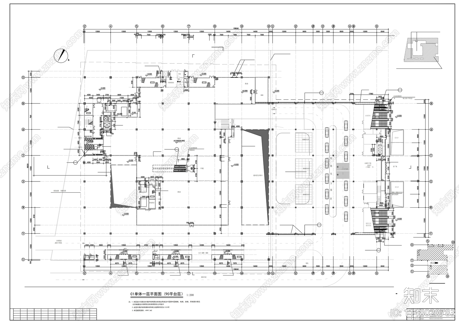 大型商场建筑cad施工图下载【ID:1148020783】