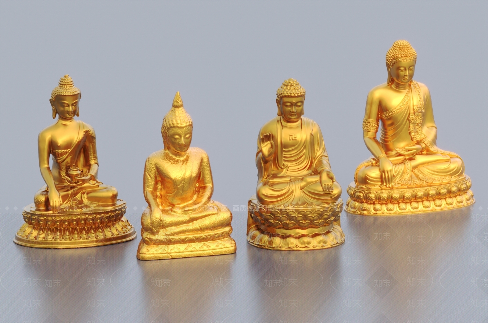 现代佛像雕塑摆件3D模型下载【ID:1145935611】