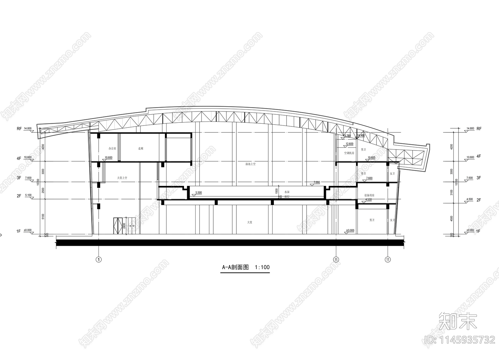 宁波远大会所建筑cad施工图下载【ID:1145935732】