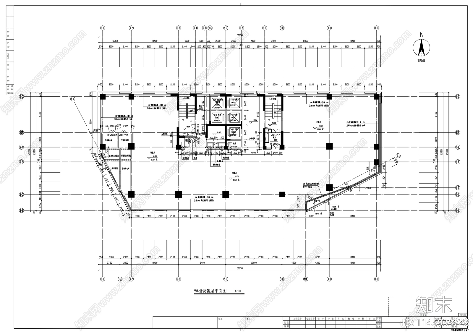 高层办公共楼建筑cad施工图下载【ID:1145935728】