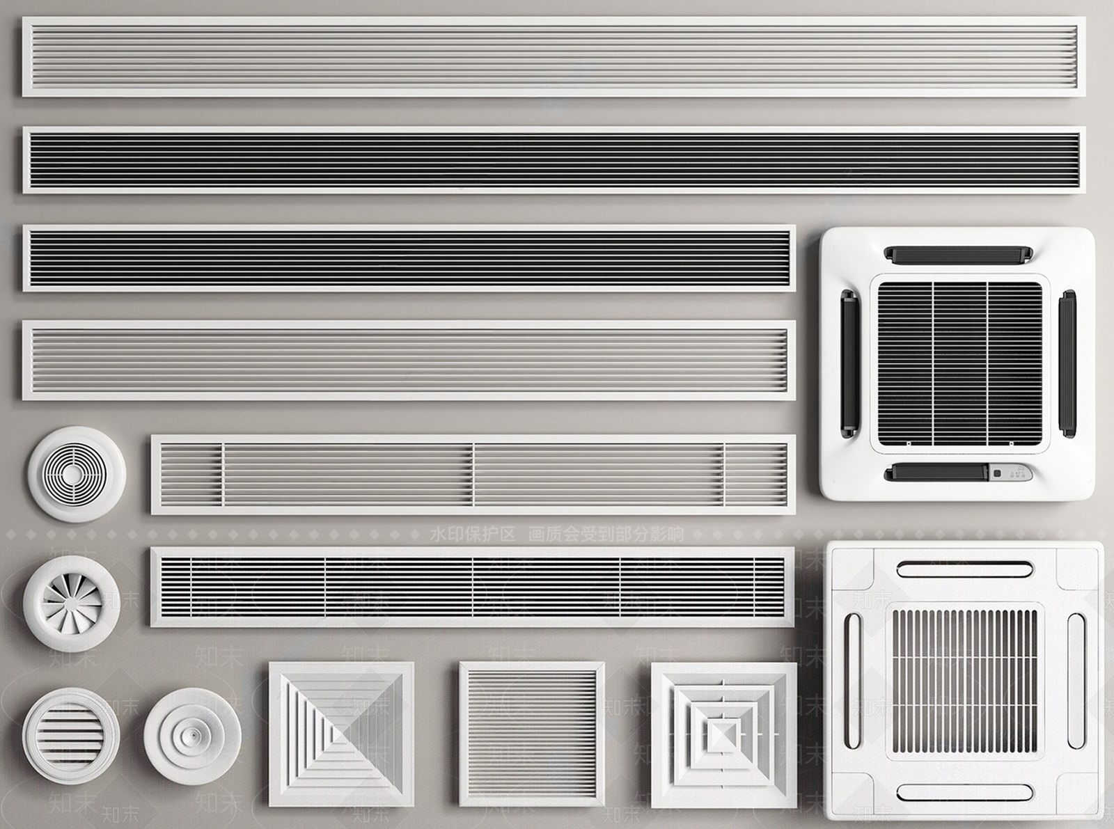 现代中央空调排风口SU模型下载【ID:1145938742】
