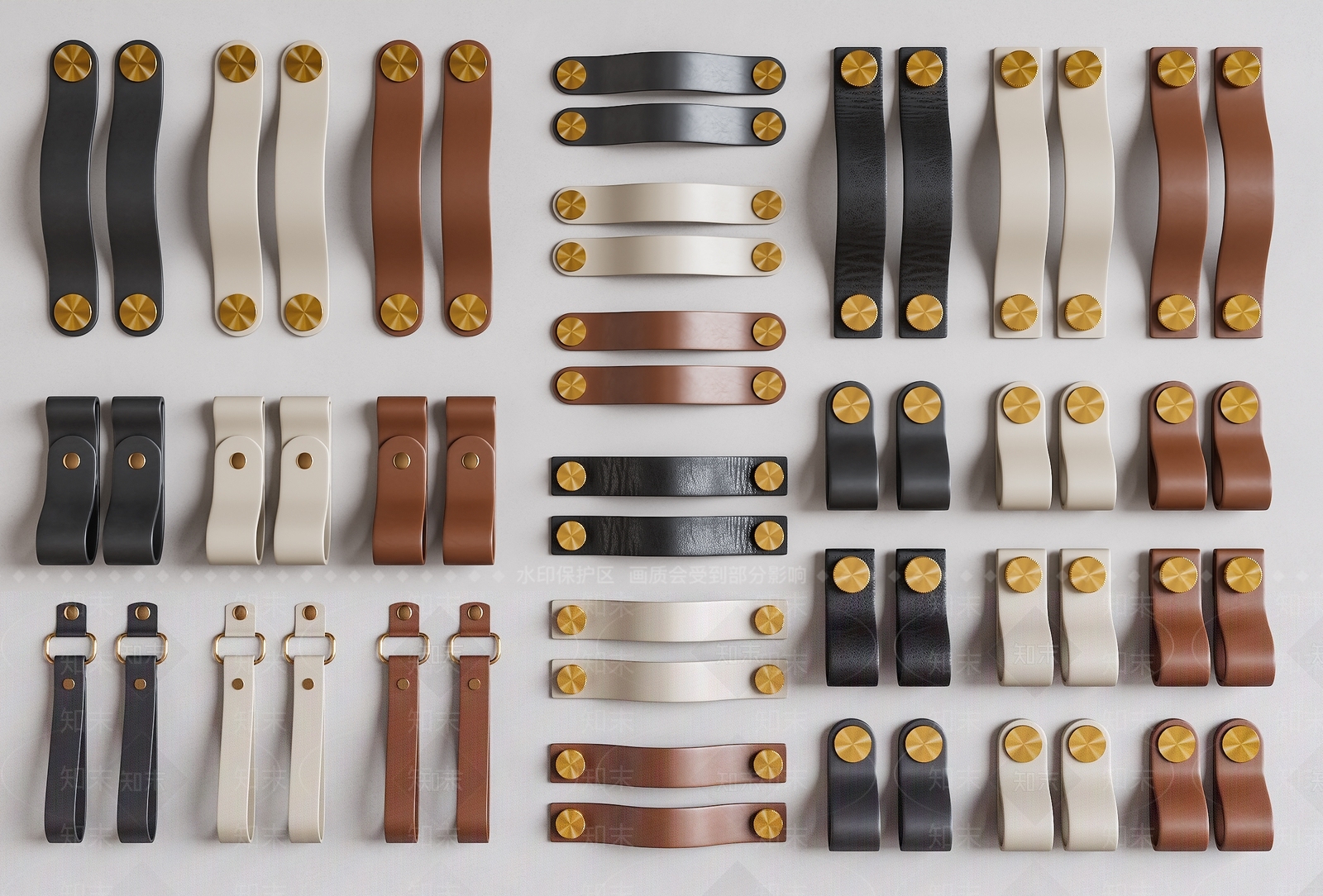 现代皮纹柜门把手3D模型下载【ID:1145940645】