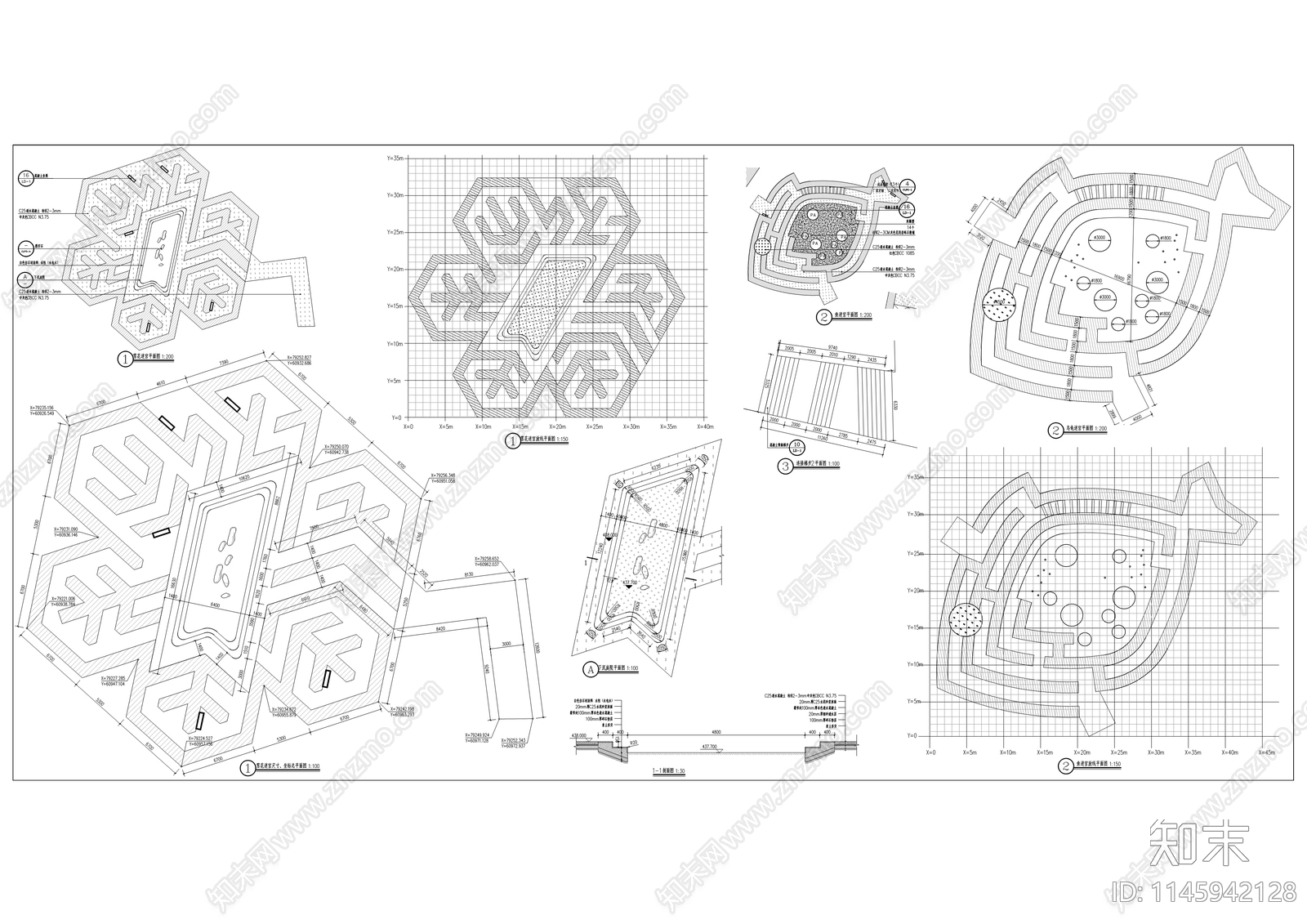 郊野公园景观提升工程cad施工图下载【ID:1145942128】