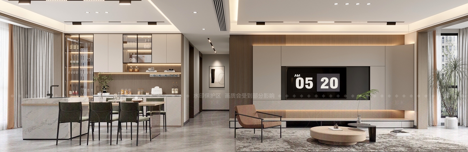 现代轻奢客餐厅SU模型下载【ID:1145942851】