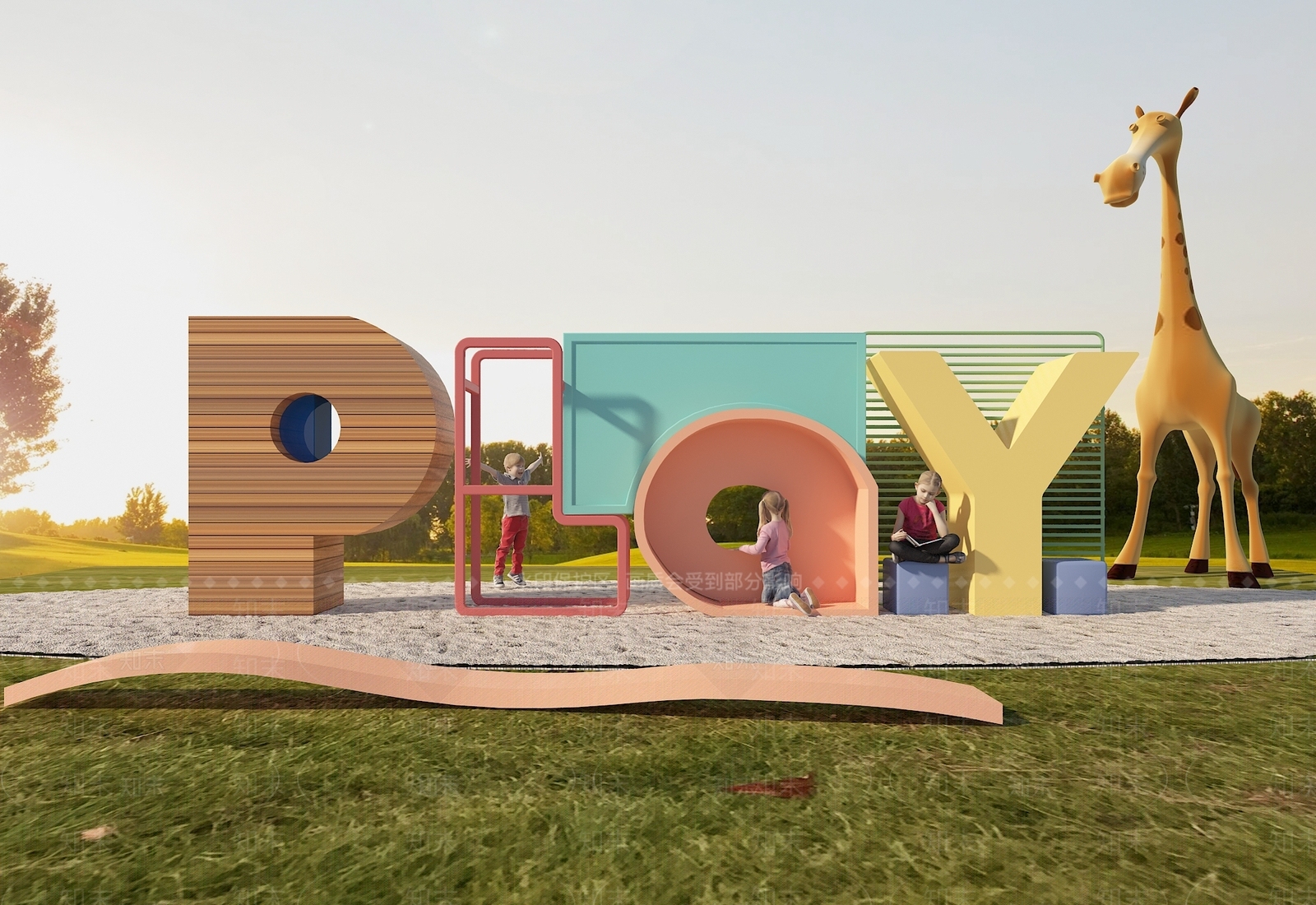 现代play儿童乐园DP打卡点景观小品SU模型下载【ID:1145943425】