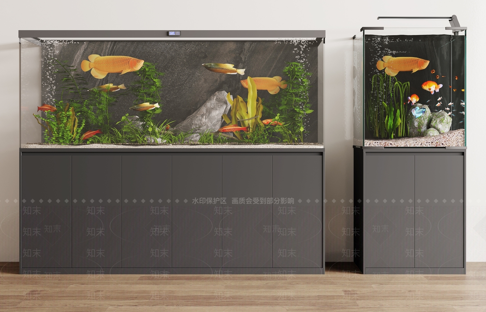 现代鱼缸水族3D模型下载【ID:1145954546】