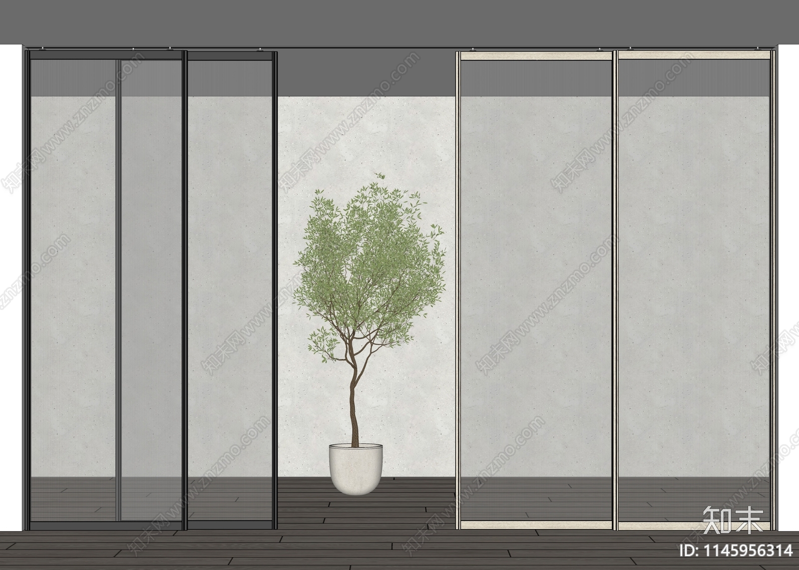 现代长虹玻璃推拉门SU模型下载【ID:1145956314】