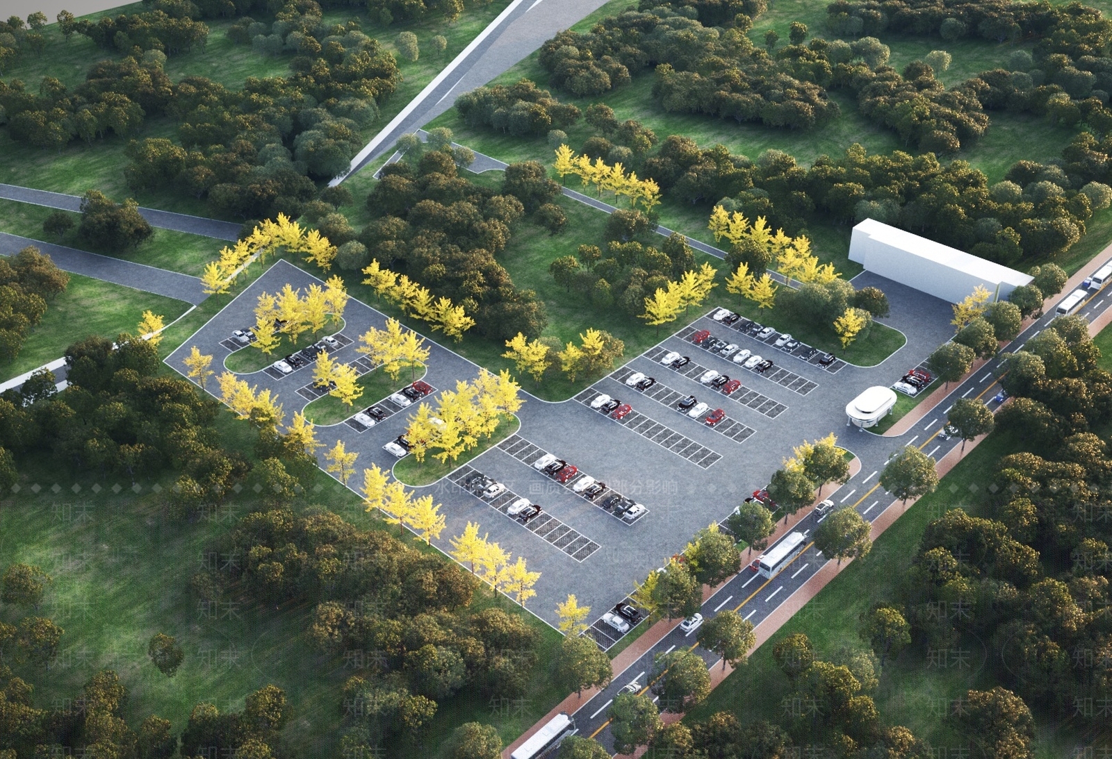 现代户外停车场3D模型下载【ID:1145957480】