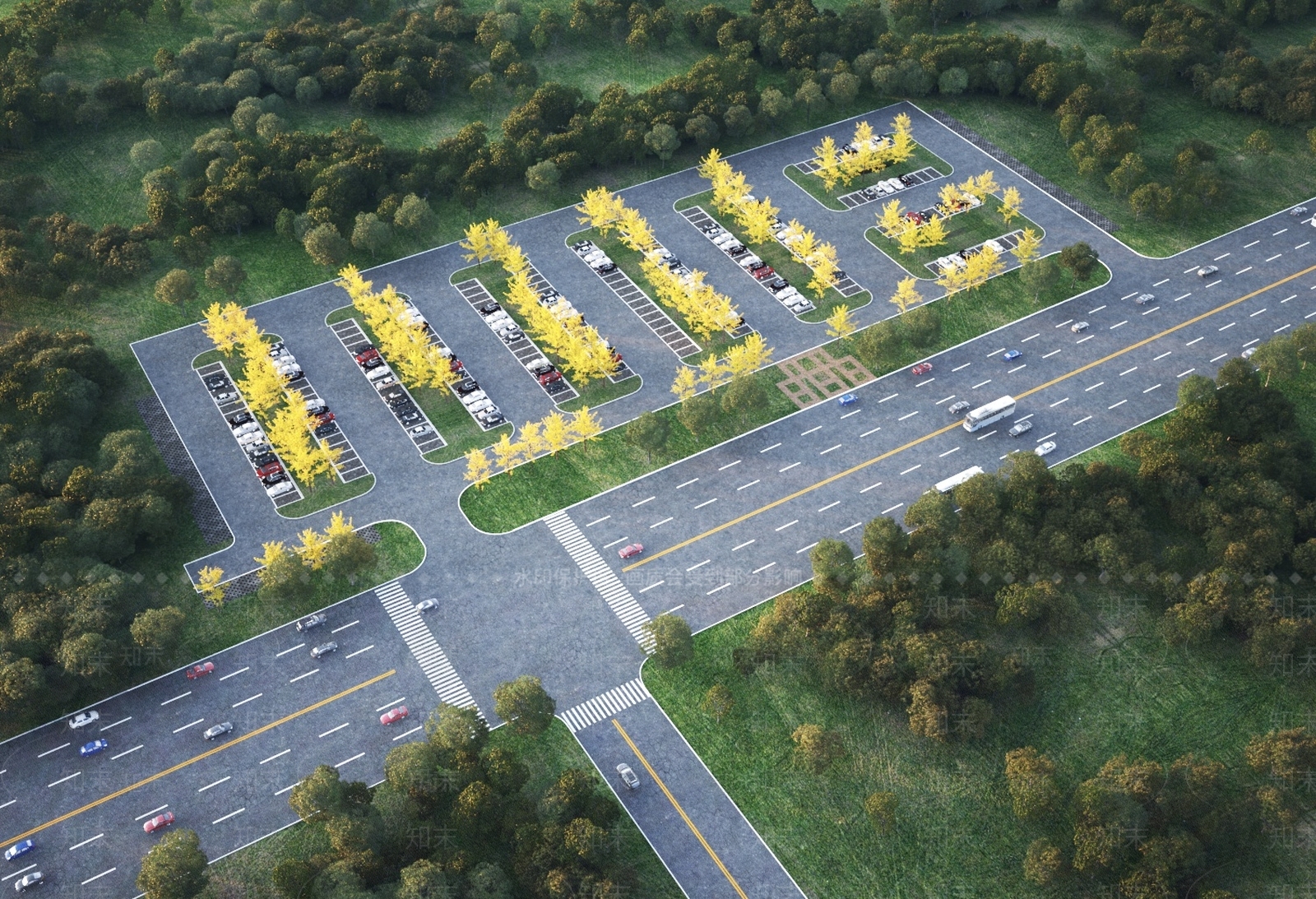现代户外停车场3D模型下载【ID:1145958223】