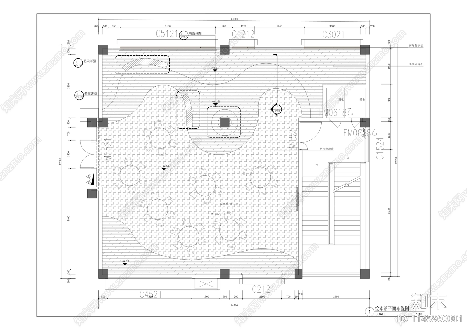 育才幼儿园室内cad施工图下载【ID:1145960001】