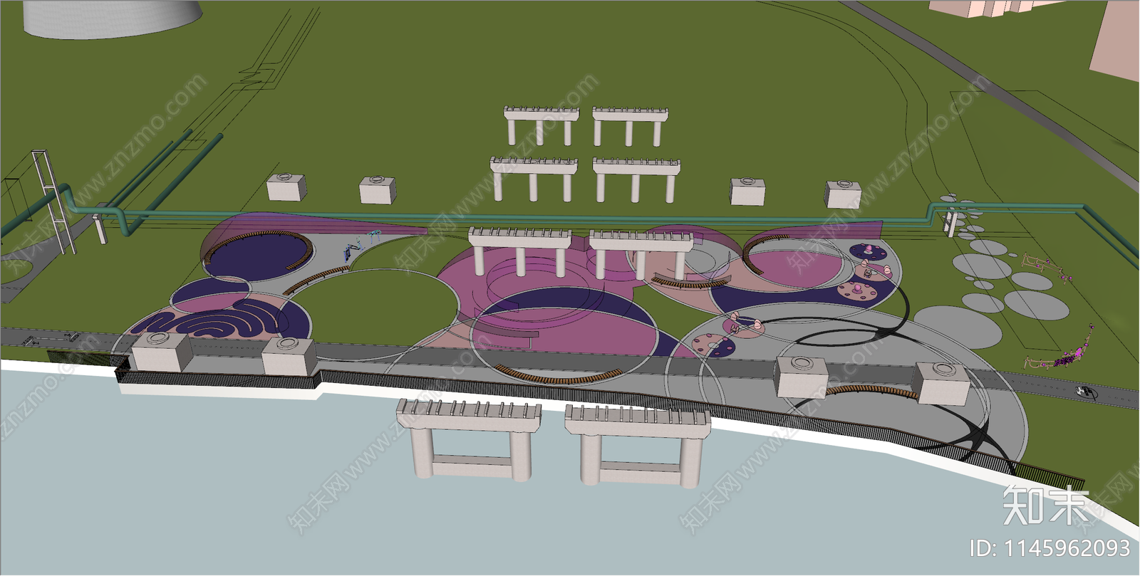 现代桥下口袋公园SU模型下载【ID:1145962093】