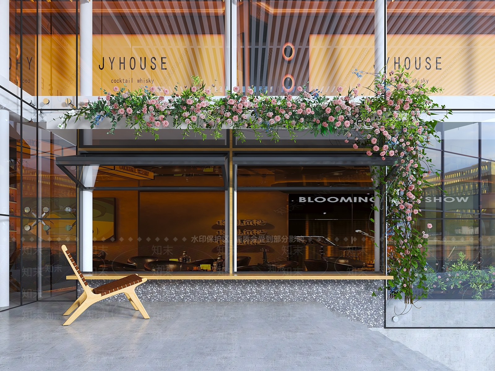 现代咖啡店门头门面3D模型下载【ID:1145965589】