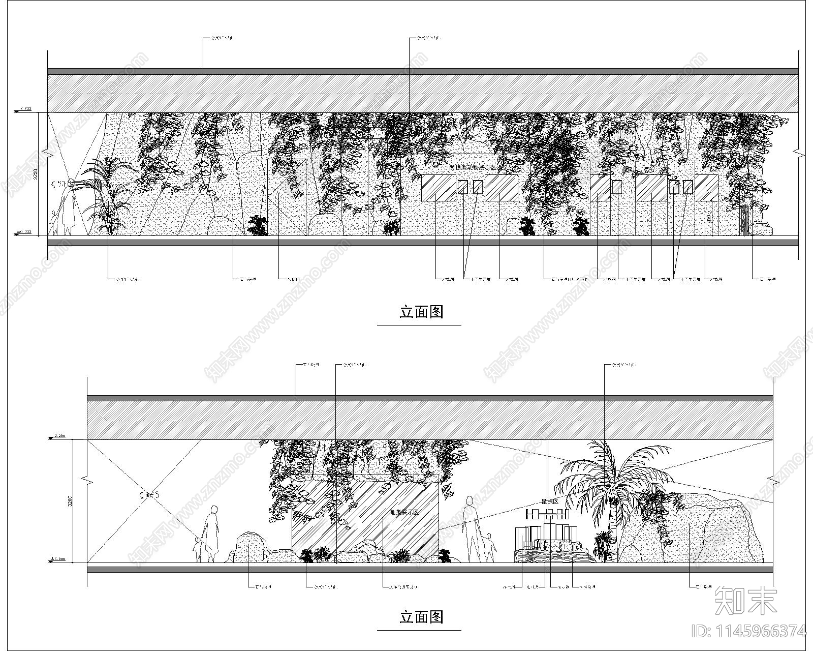 动物园室内水族馆昆虫展示厅室内cad施工图下载【ID:1145966374】