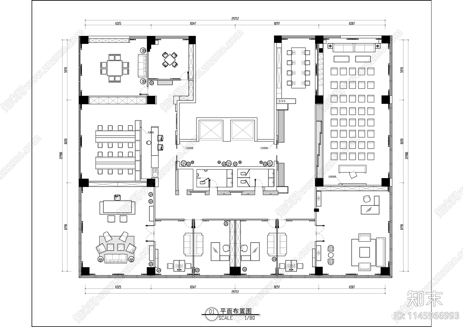 办公室内详图cad施工图下载【ID:1145966993】