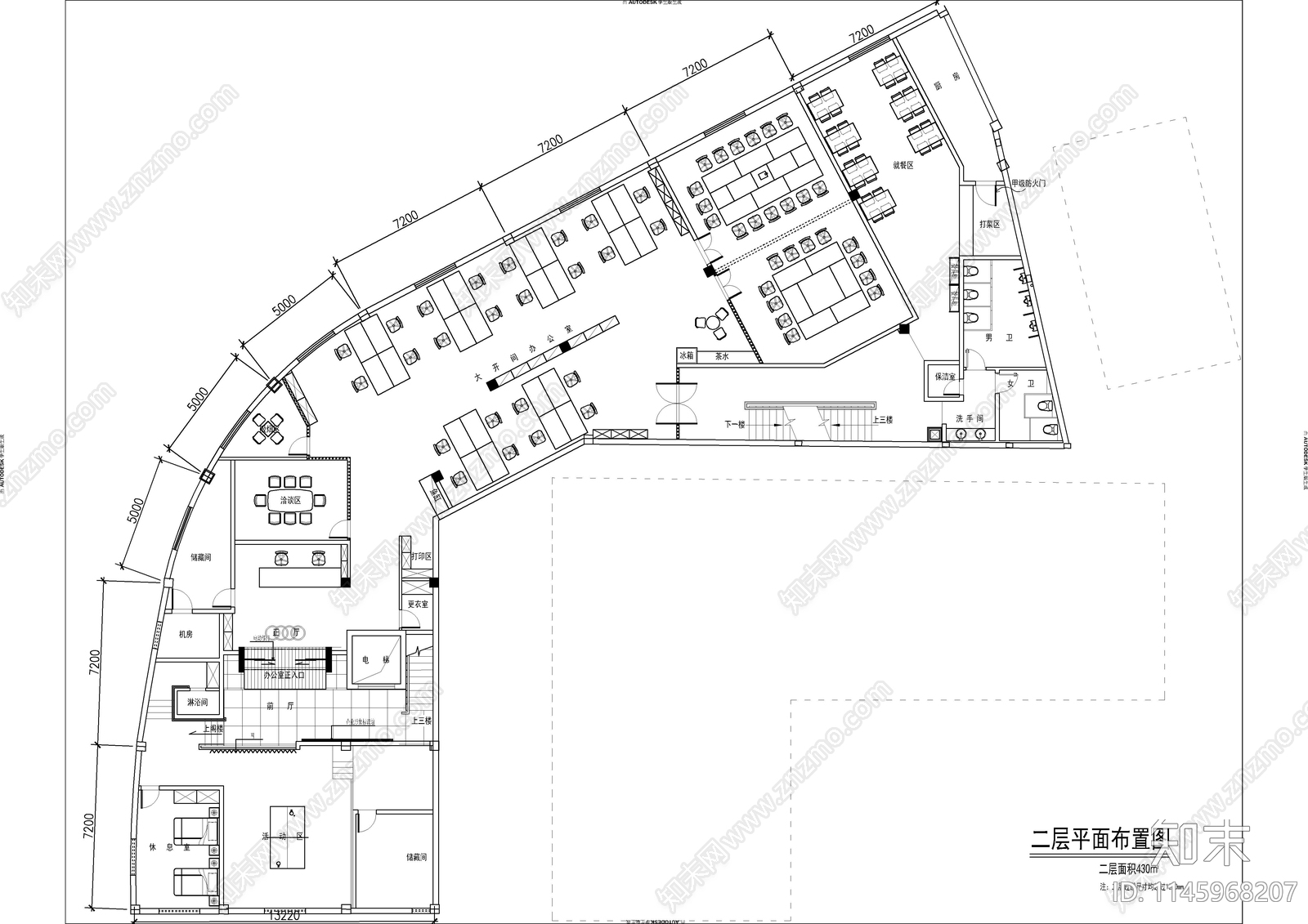 办公室室内cad施工图下载【ID:1145968207】