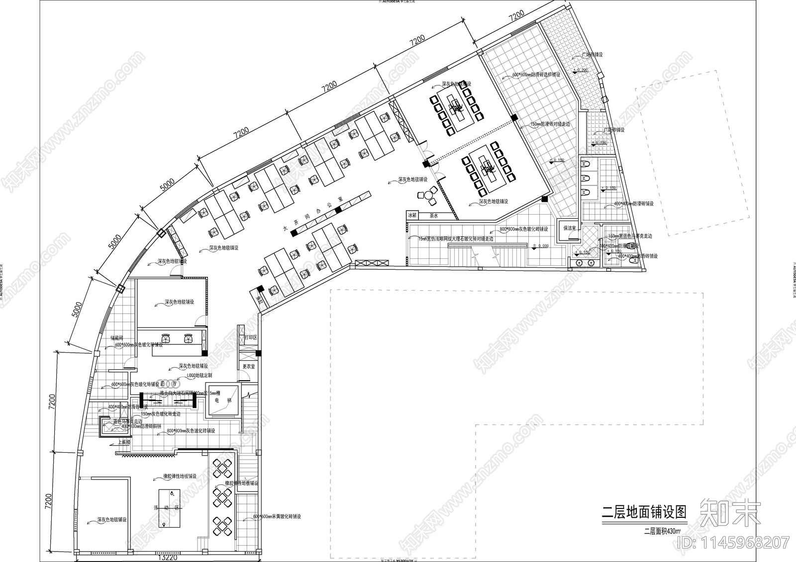 办公室室内cad施工图下载【ID:1145968207】