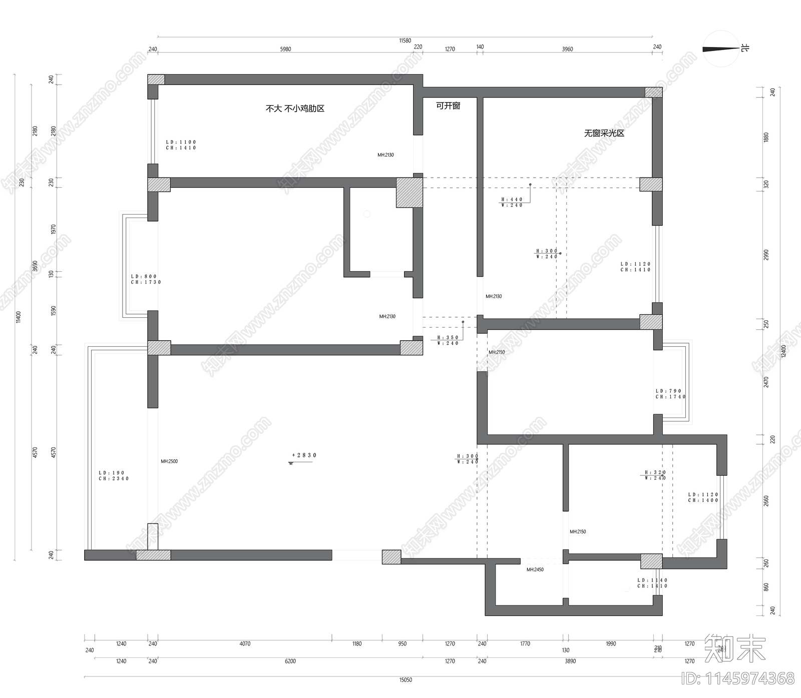 150平家装室内平面图施工图下载【ID:1145974368】