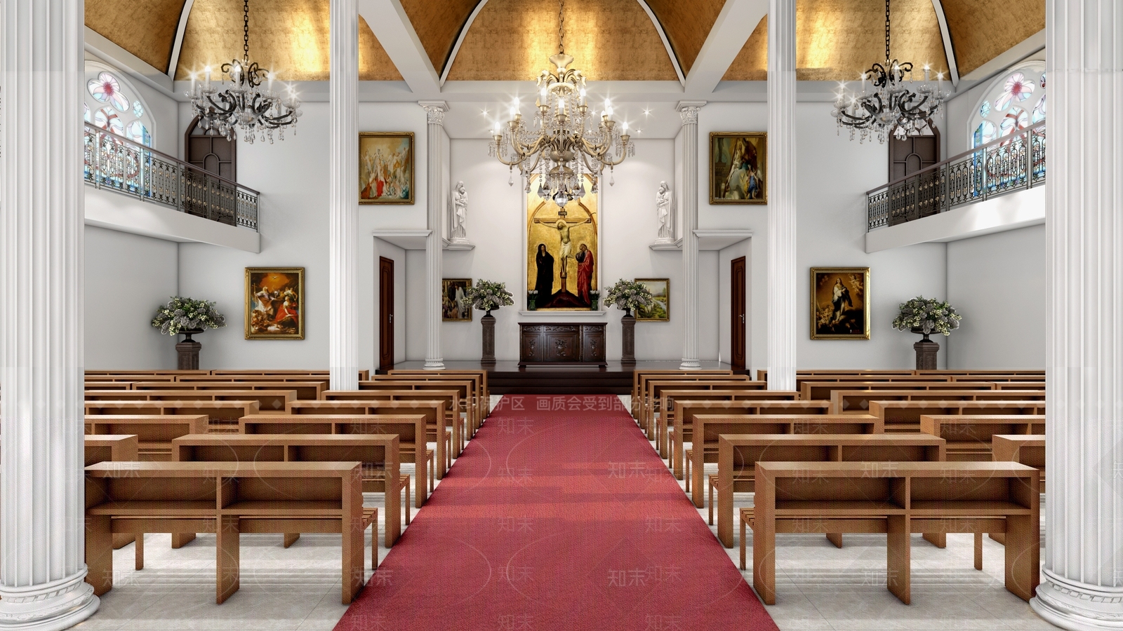 欧式古典教堂3D模型下载【ID:1145975368】