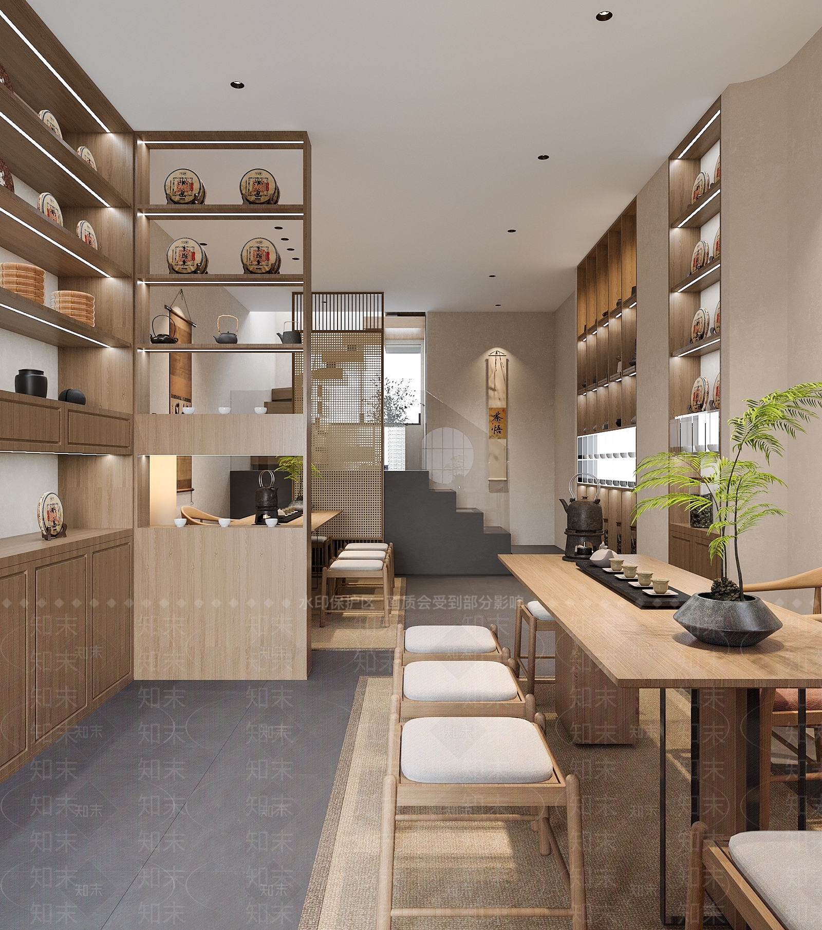 新中式禅意茶叶店3D模型下载【ID:1145975906】