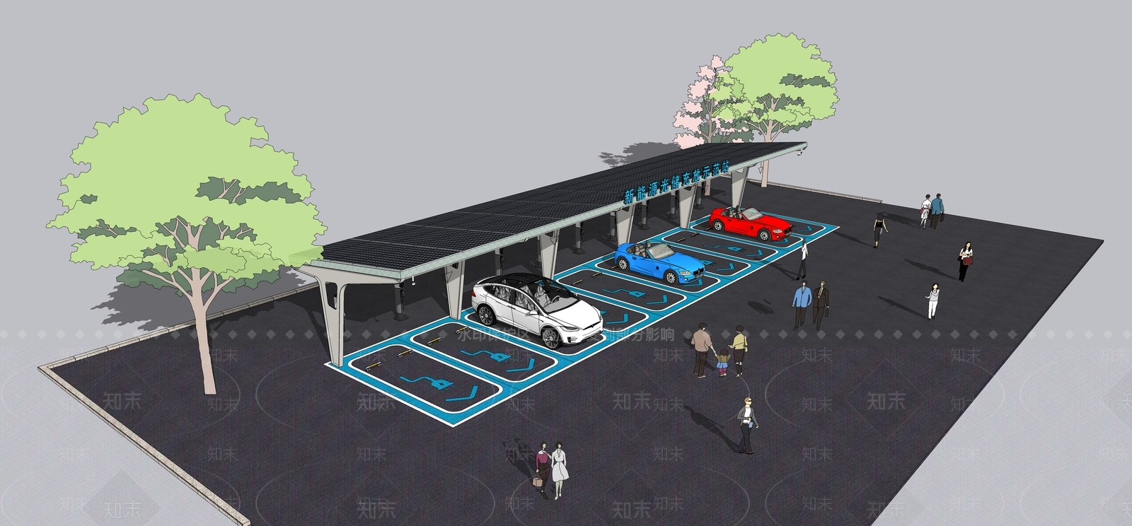 现代停车场SU模型下载【ID:1145977166】